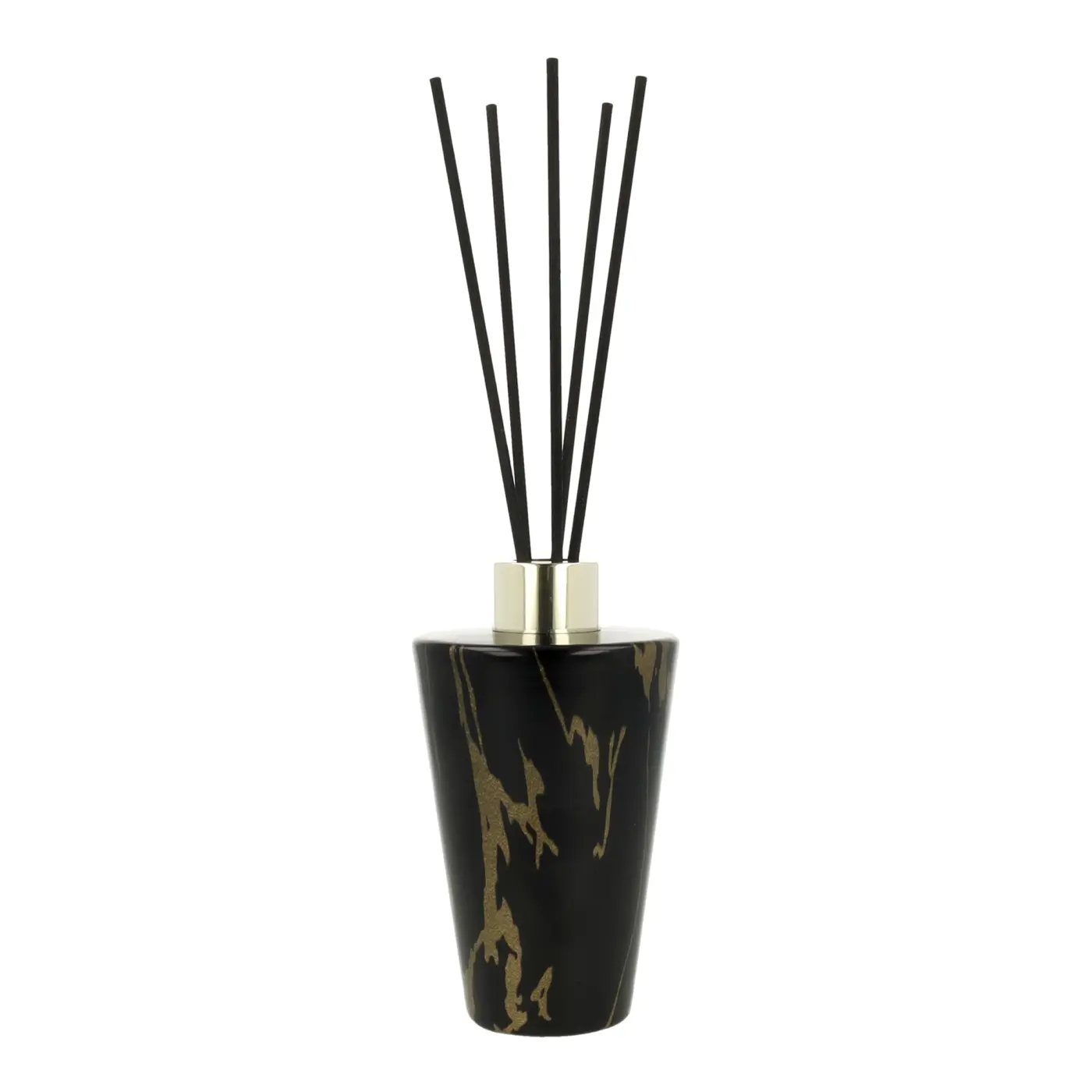 Diffuser 200ml Toilette Rose&Almonds Schwarz, Gold Glas, Duftöl, Rattanstäbchen