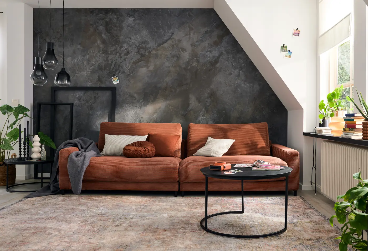 Polstergarnitur Roomio No. 4103 von Roomio Stoff Cord rusty ca. 274cm