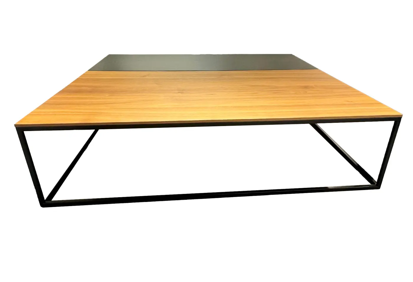 Beistelltisch 13963.. Tischplatte 3/5 Nussbaum furniert Tischplatte 2/5 schwarz ca. 100x100cm