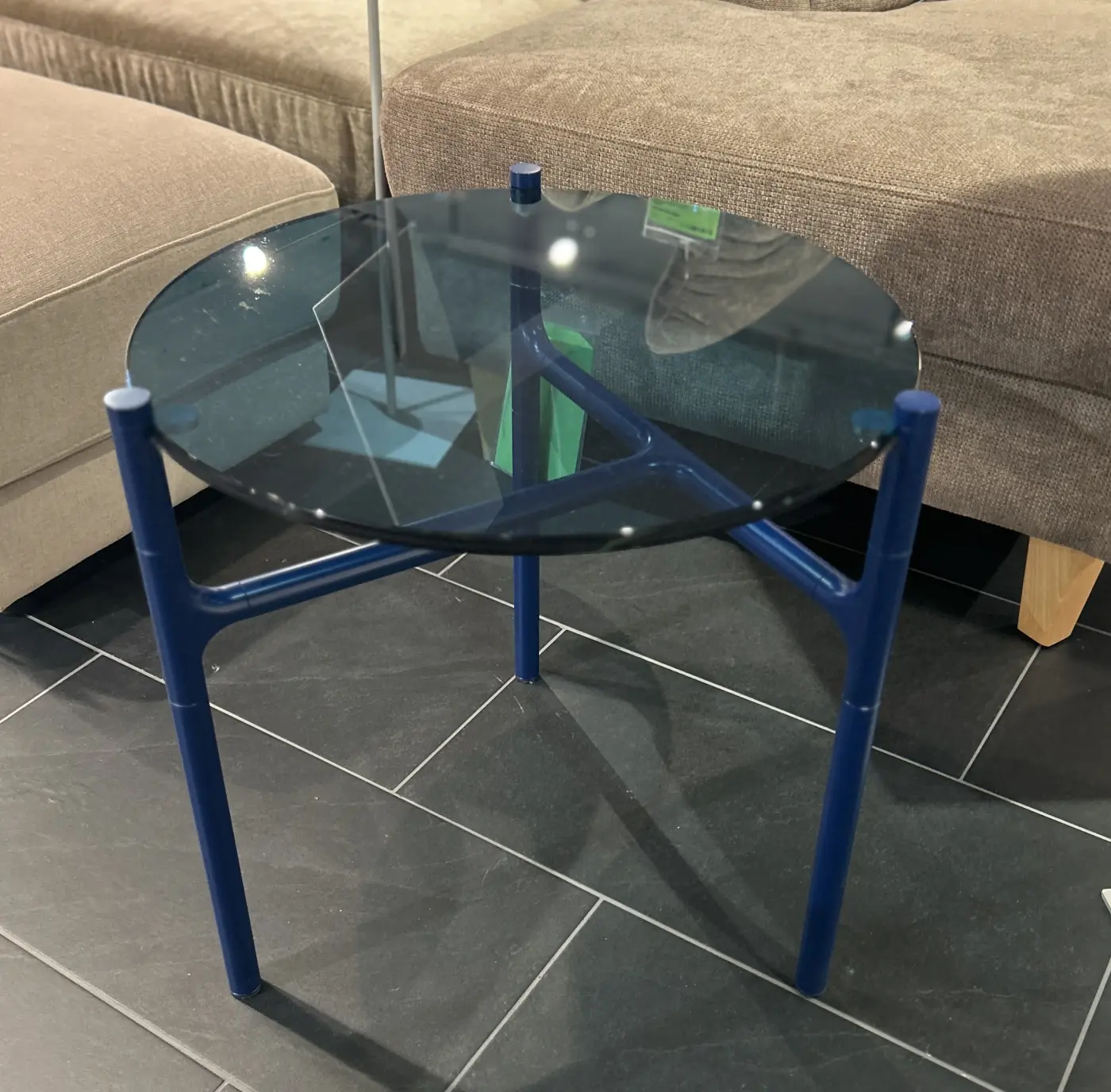Couchtisch 915 Blau von Rolf Benz Glas ca. 52x52cm