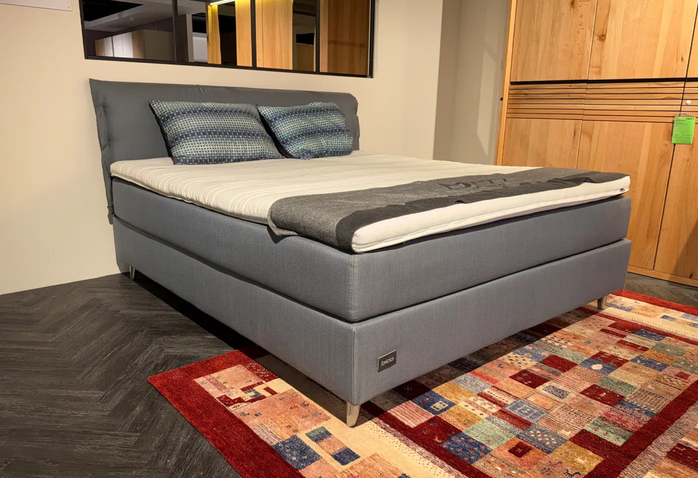 Boxspring-Bett Classic von Bico Stoff Alpbach Rauchblau ca. 180x200x146cm