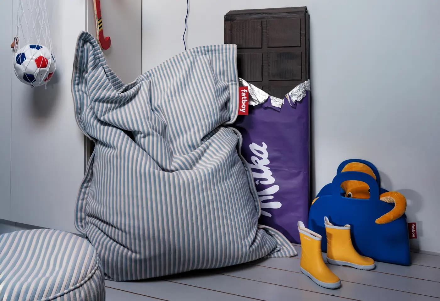 Sitzsack Original Slim Terry Blizzard Blue Creme von Fatboy Polyester ca. 155x120cm