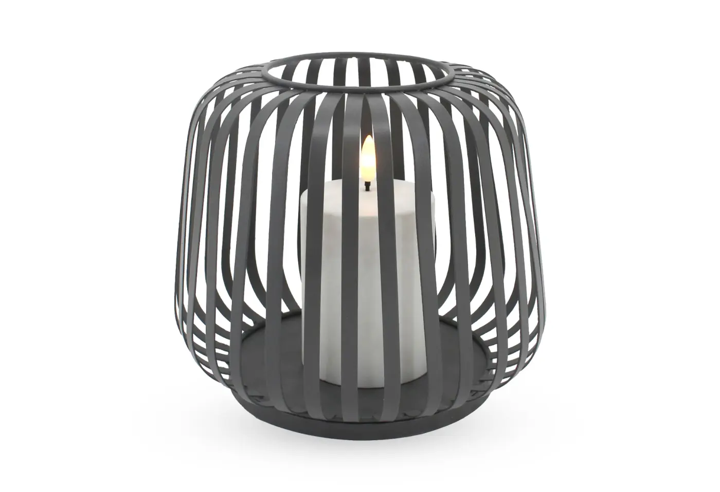 Solar-Laterne 20x17cm, grey, m. Kerze Grau Metall ca. 20x17cm