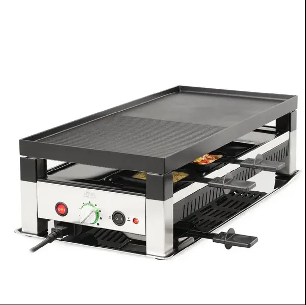 Tischgrill 5 in 1 Für 8 Personen Chrom, Schwarz Antihaftbeschichtung ca. 53x27x16cm