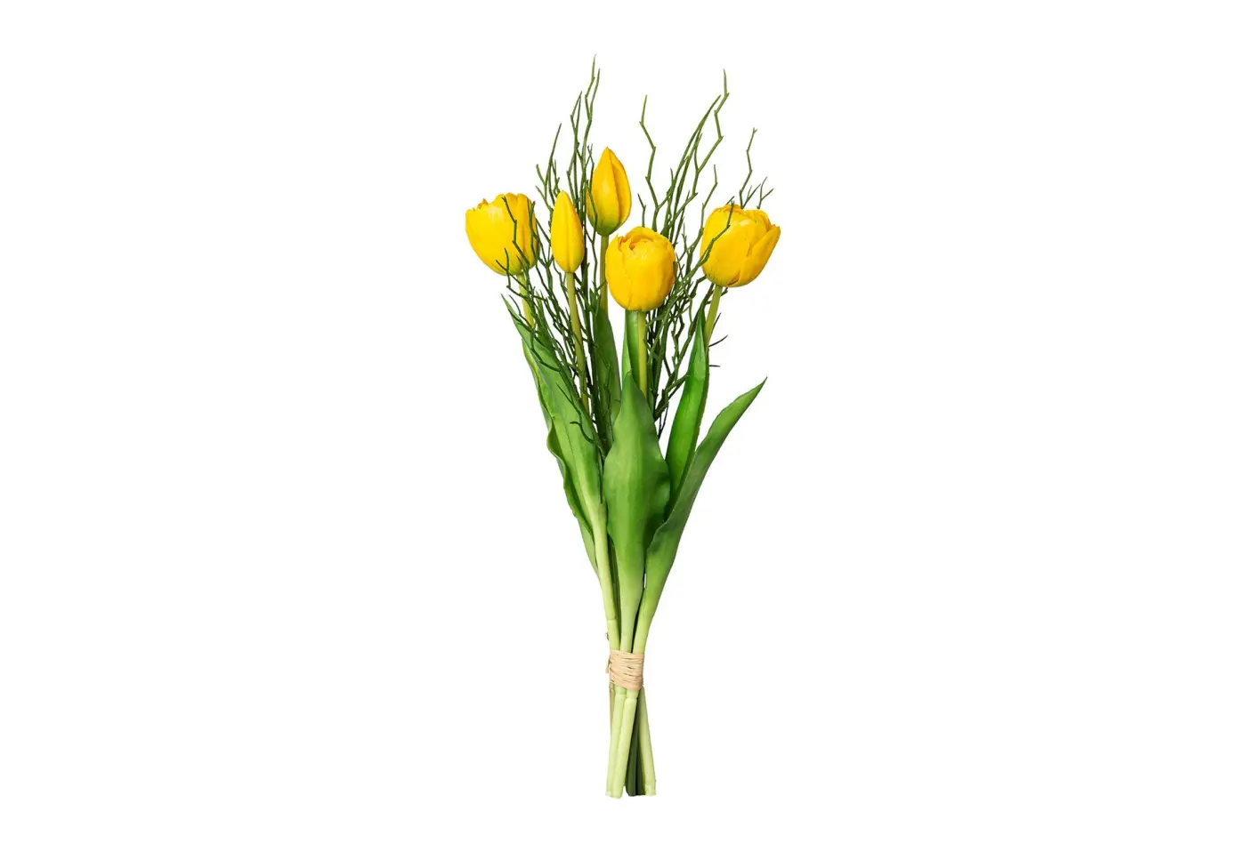 Tulpenbund 43cm m. Zweige, 43cm, gelb Gelb Deko-Stoff ca. 43cm