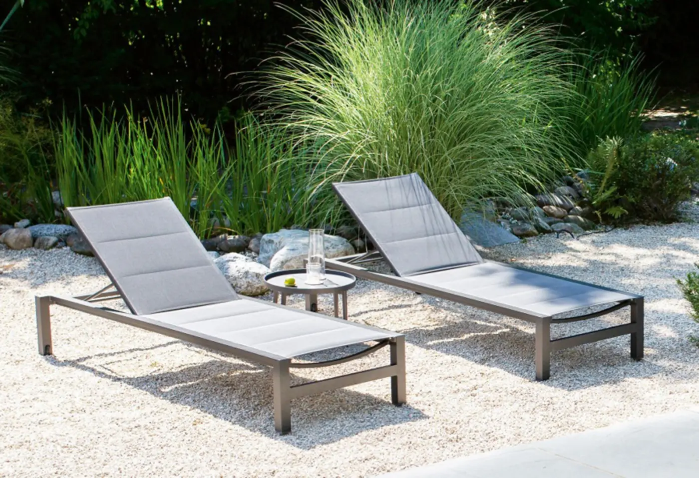 Sonnenliege 22870 Silbergrau Wetterfest Textilen ca. 200x81x35cm