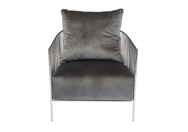 Sessel 16615 samt grün-grau 100 % Polyester Edelstahl, lackiert ca. 69x88x78cm