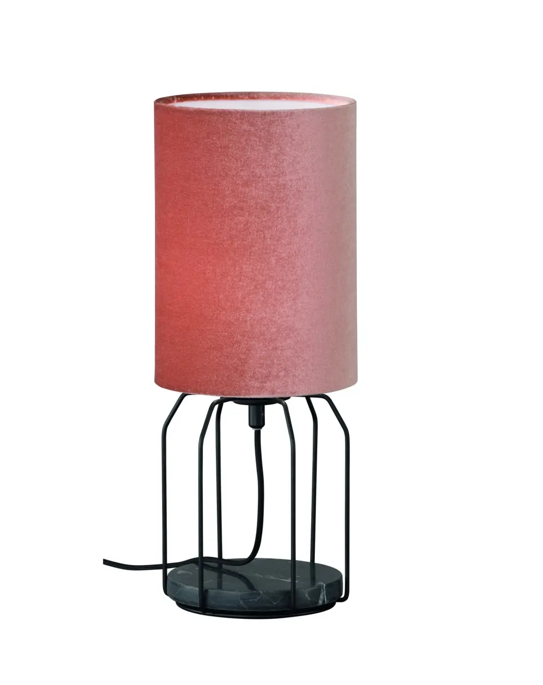 Tischleuchte 850314 Schwarz, Rosa, Marmor von Schöner Wohnen Metall, Stoff ca. 17x43cm