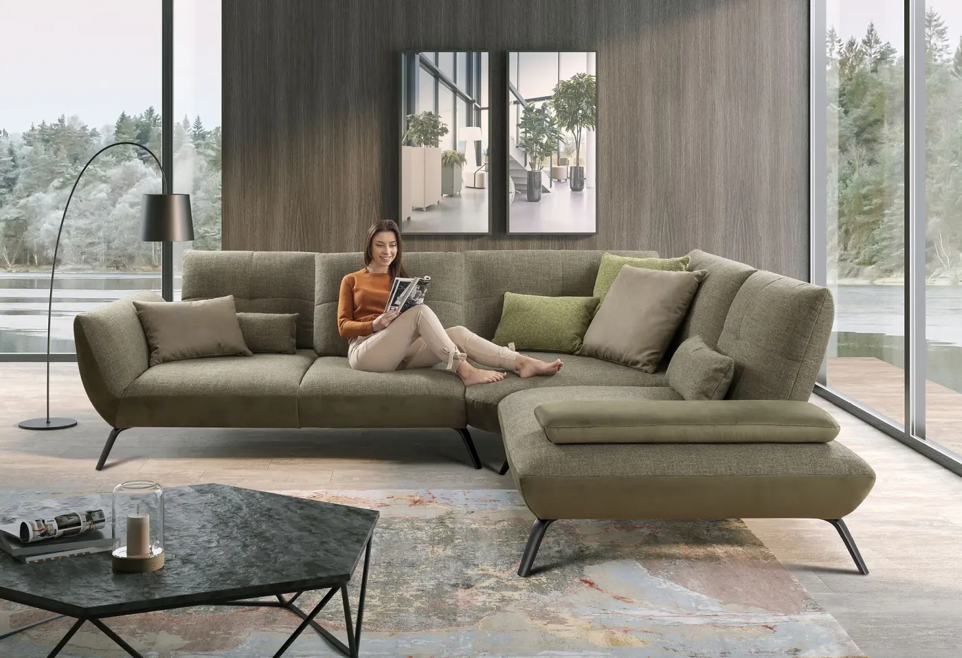 Polstergarnitur Donat Brego olive ca. 326x266cm