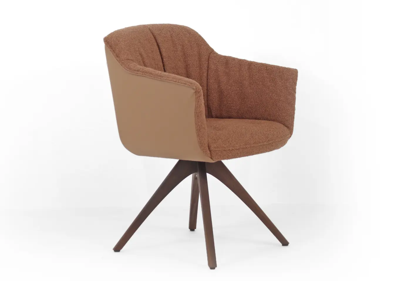 Stuhlsessel 641 von Rolf Benz Korpus Stoff kupferbraun, Rückenschale Leder mittel ockerbraun ca. 58x81x60cm