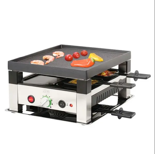 Tischgrill 5 in 1 Für 4 Personen Chrom, Schwarz Antihaftbeschichtung ca. 30x27x16cm