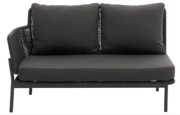 Lounge 7005 Anthrazit von Interliving Southend in Dunkelgrau Kordelflechtung ca. 160x160x76x78cm