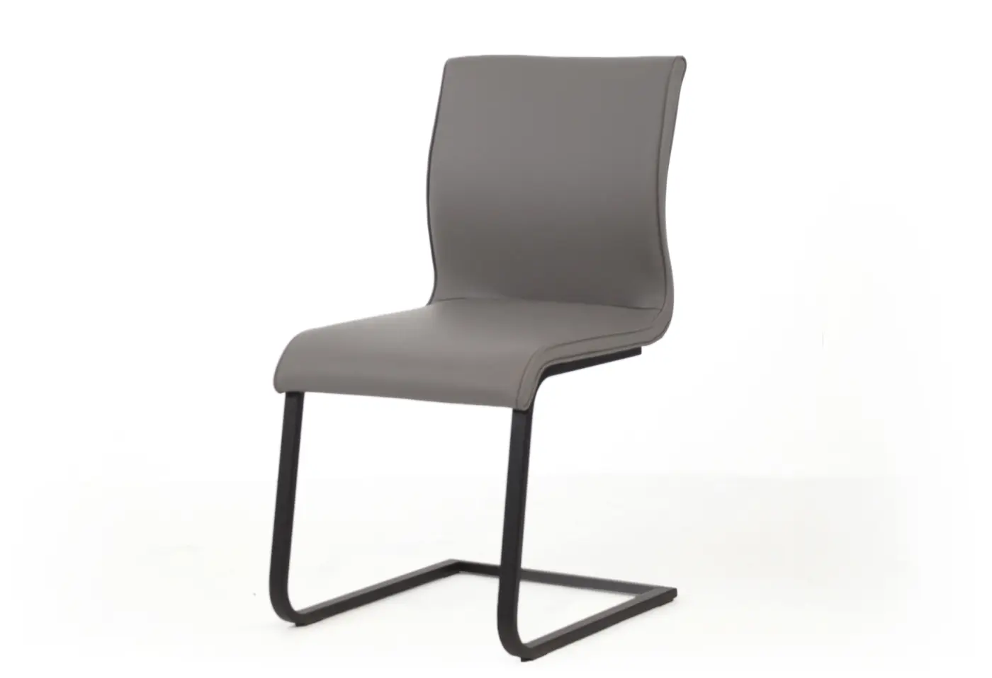 Freischwinger Magnum Metall von Team 7 Leder "mittelgrau" ca. 47x93x62cm