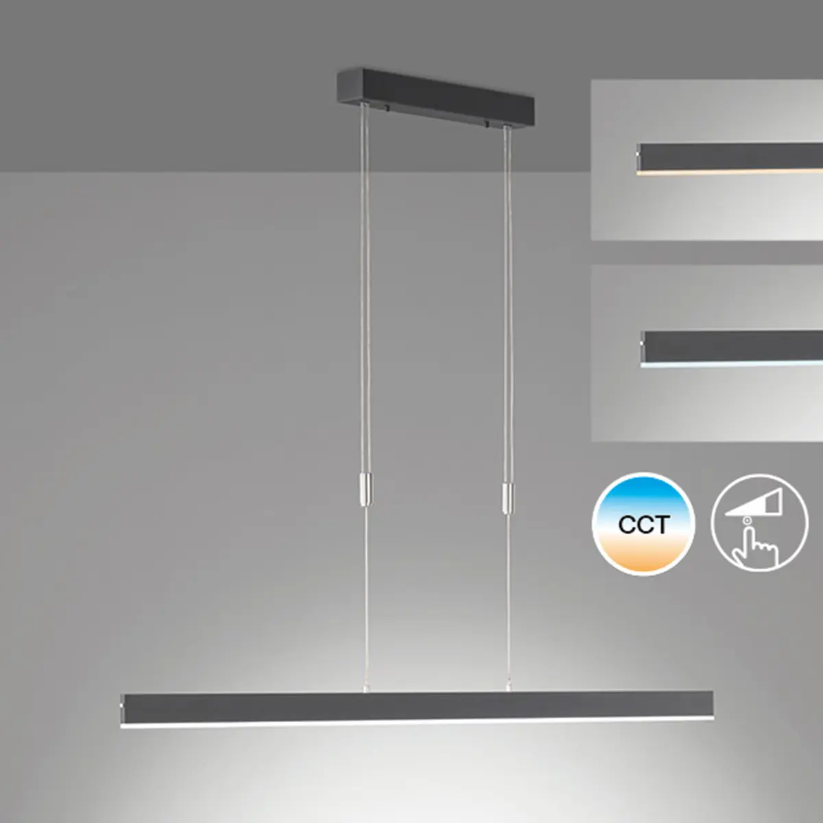 LED-Pendelleuchte 860023 Sandschwarz von Schöner Wohnen Aluminium ca. 140cm