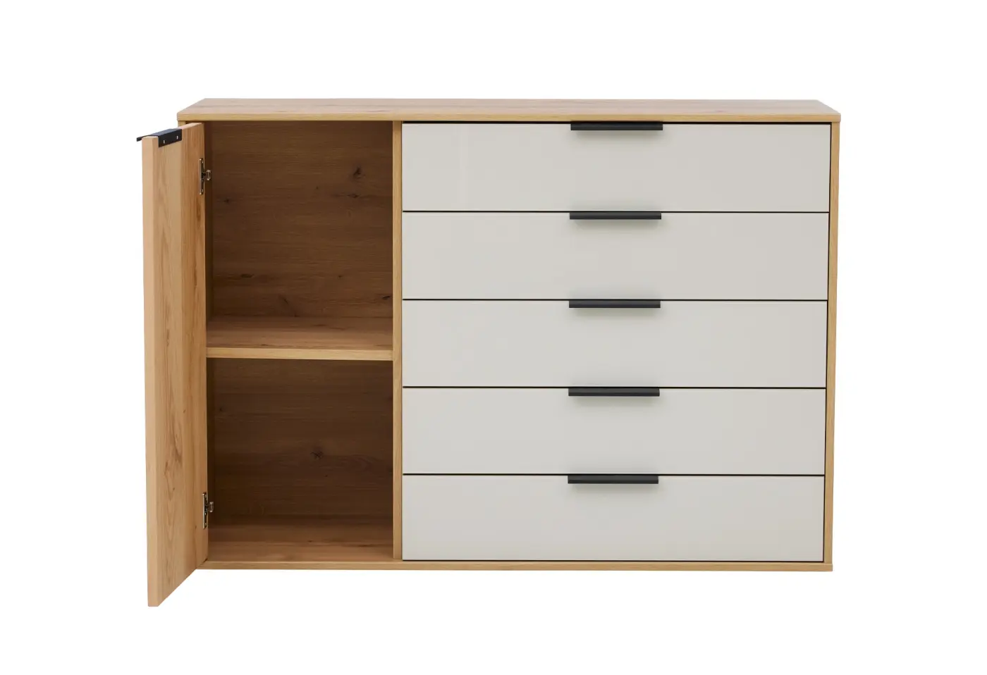 Kombikommode 1034 von Interliving Bianco-Eiche-Nachbildung ca. 120x86x43cm