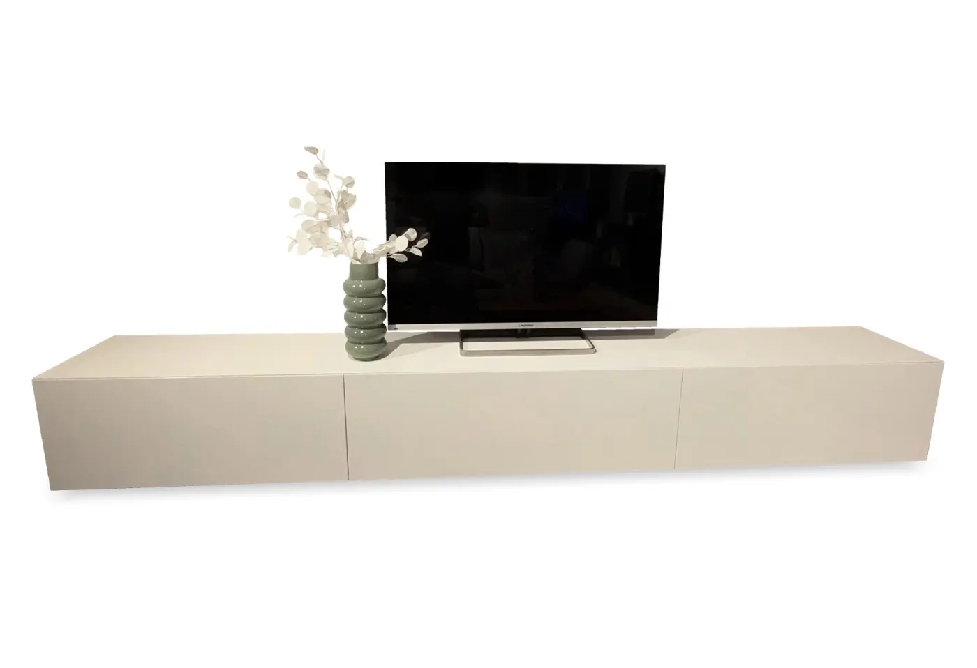 Wandboard Pure Korpus 7511M Lack matt Montblancweiss Front 7511H Lack hochglanz Montblancweiss von Vifian ca. 320x40x40cm