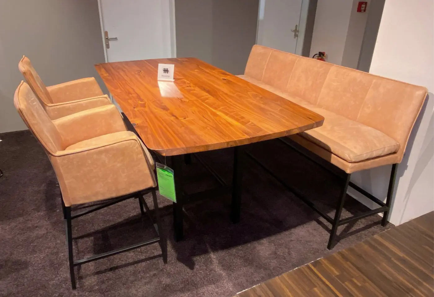 Tischgarnitur Helana von Musterring Leder Nussbaum ca. 200x100cm