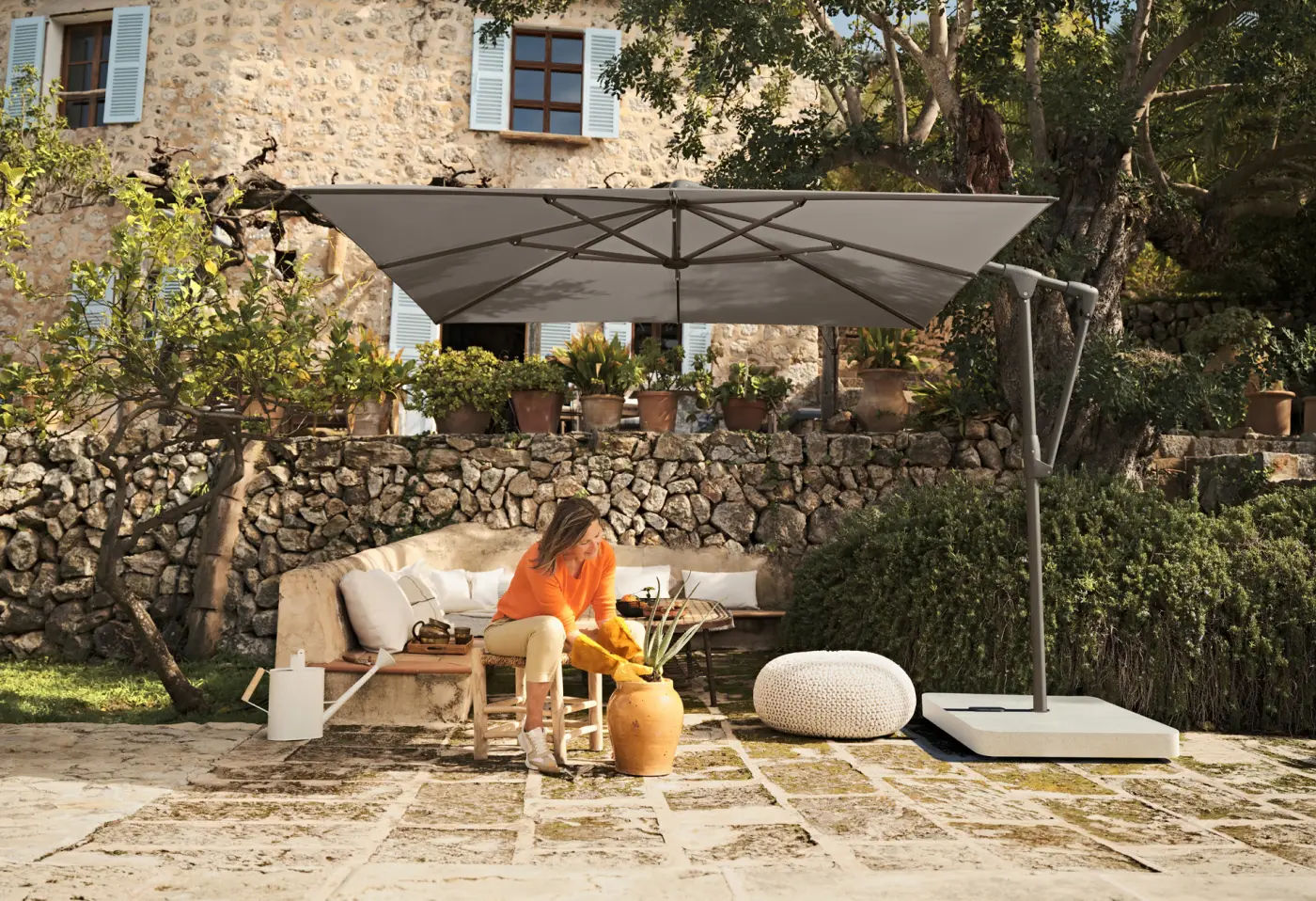 Sonnenschirm Sunwing Casa Granite Hellgrau von Glatz Stoffqualität 5 ca. 270x270cm