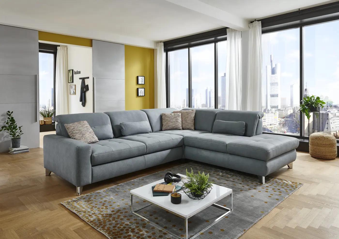 Polstergarnitur Morlon steel Stoff Nemo steel (02) ca. 272x85x259cm