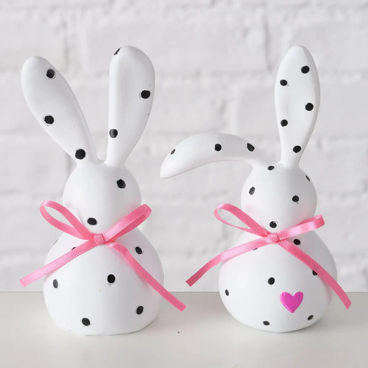 Hase 11cm Happy, sort. Weiss, Schwarz, Pink Porzellan ca. 11cm