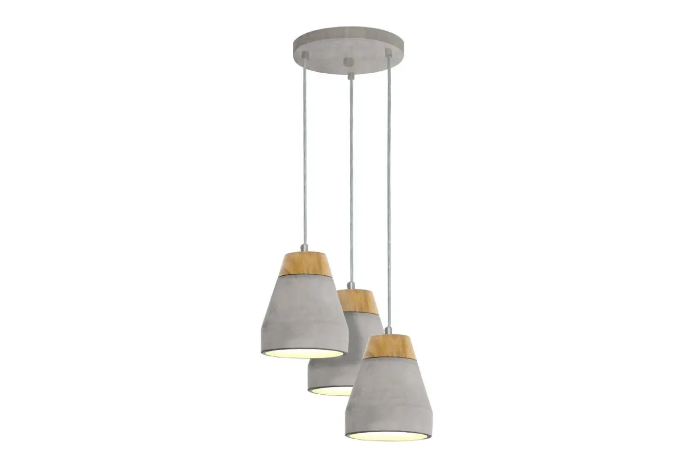 Hängeleuchte 11102.. Braun, Grau Holz Rubberwood, Beton ca. 25x150cm