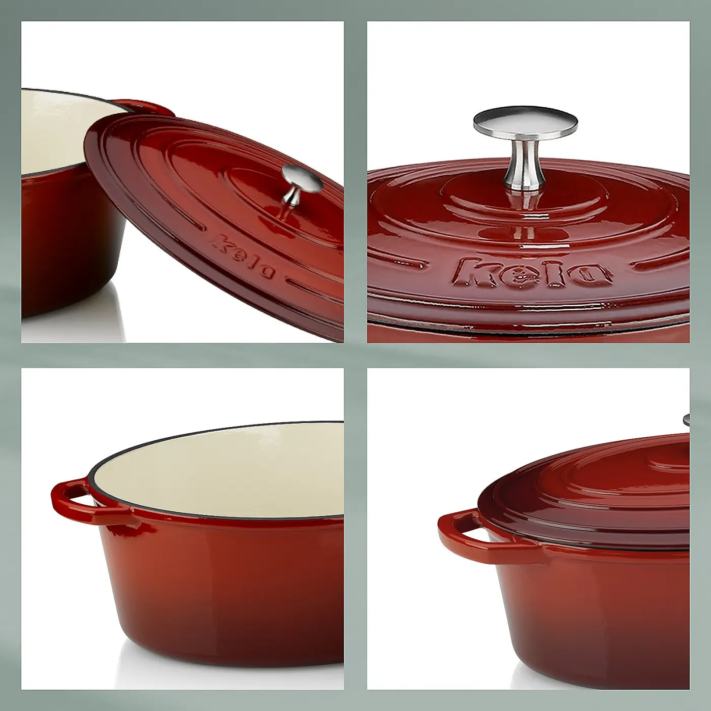 Gusseisen-Bräter/6l 11942 Rot von Kela Gusseisen ca. 33x26x12cm
