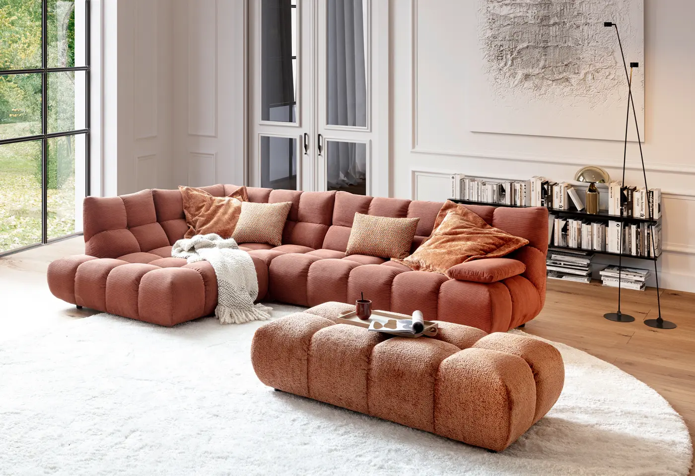 Polstergarnitur Gressy Feincord rusty Feincord rusty ca. 211x324cm