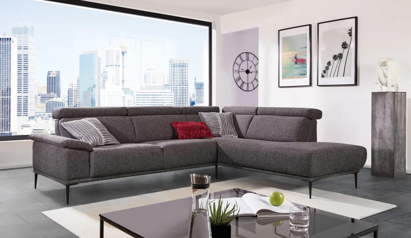 Polstergarnitur Mon Stoff deluxe silber (Microfaser) ca. 270x77x220cm