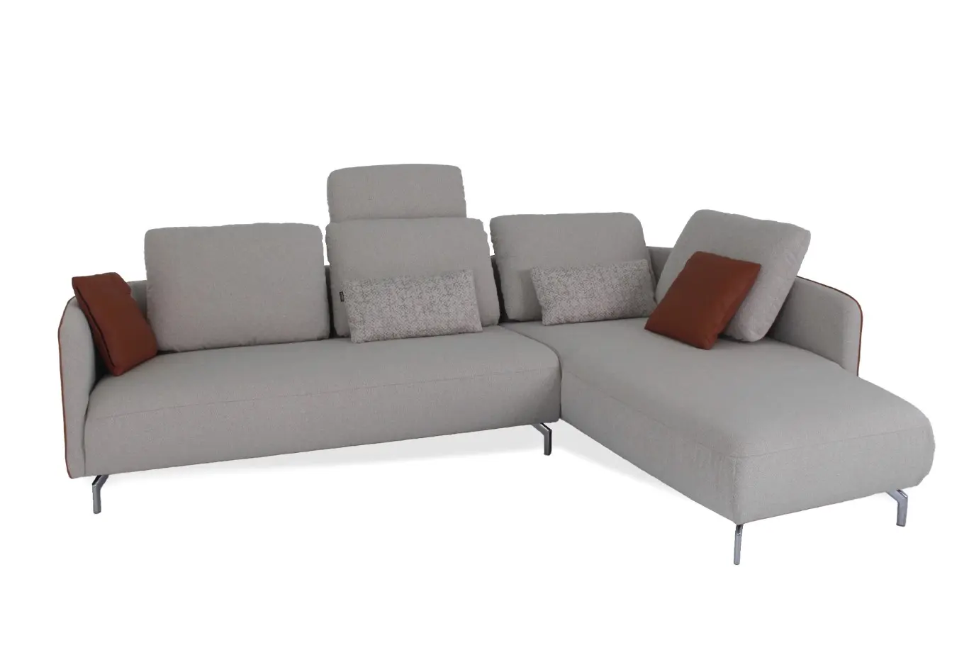 Polstergarnitur CR.470 Aluminiumgussfuss poliert von creation by Rolf Benz Kunstlederkeder ockerbraun Hellelfenbein ca. 273x195cm