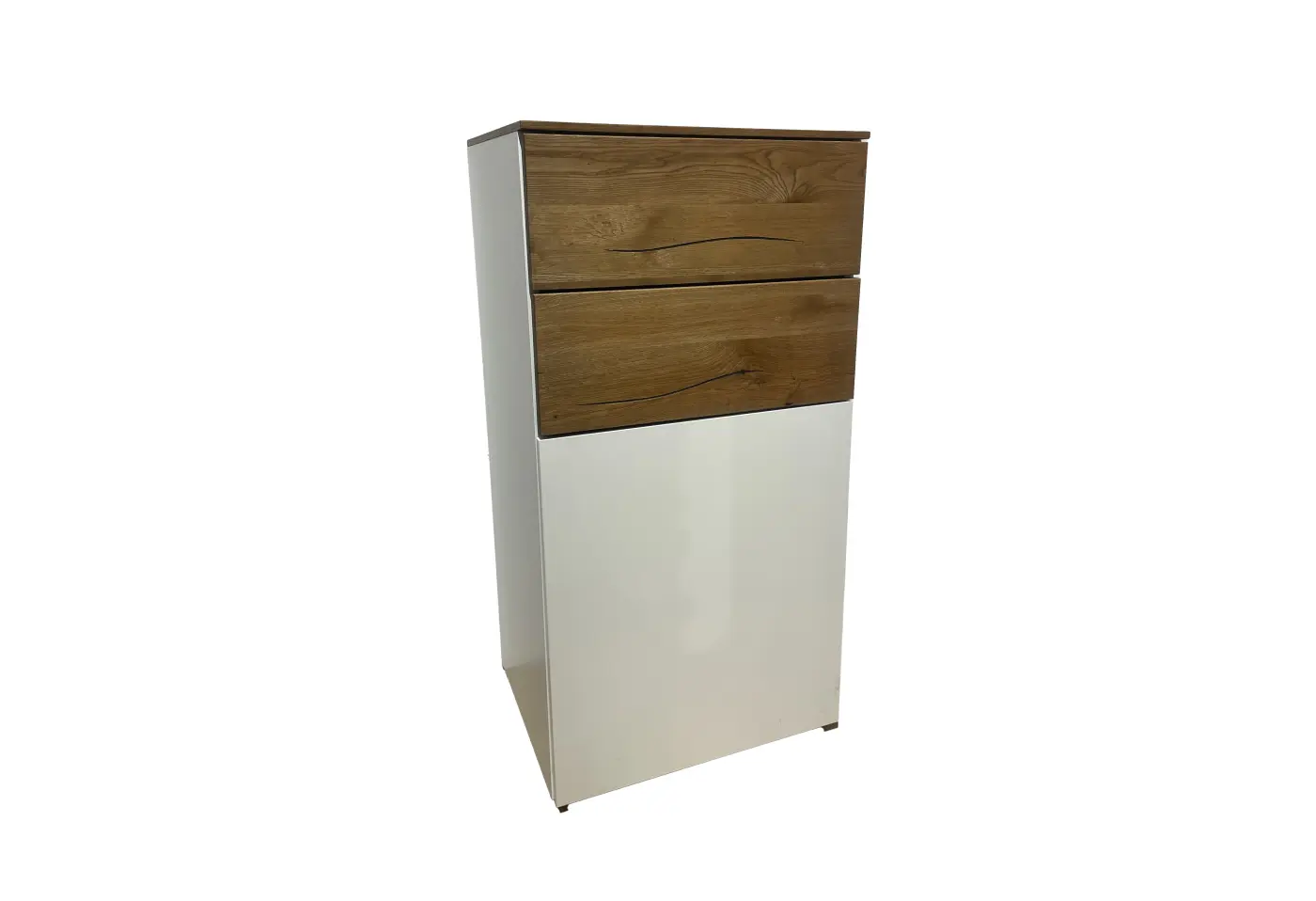 Kommode 6934.4.. Dekor weiss, Sumpfeiche massiv geölt ca. 50x100x41cm