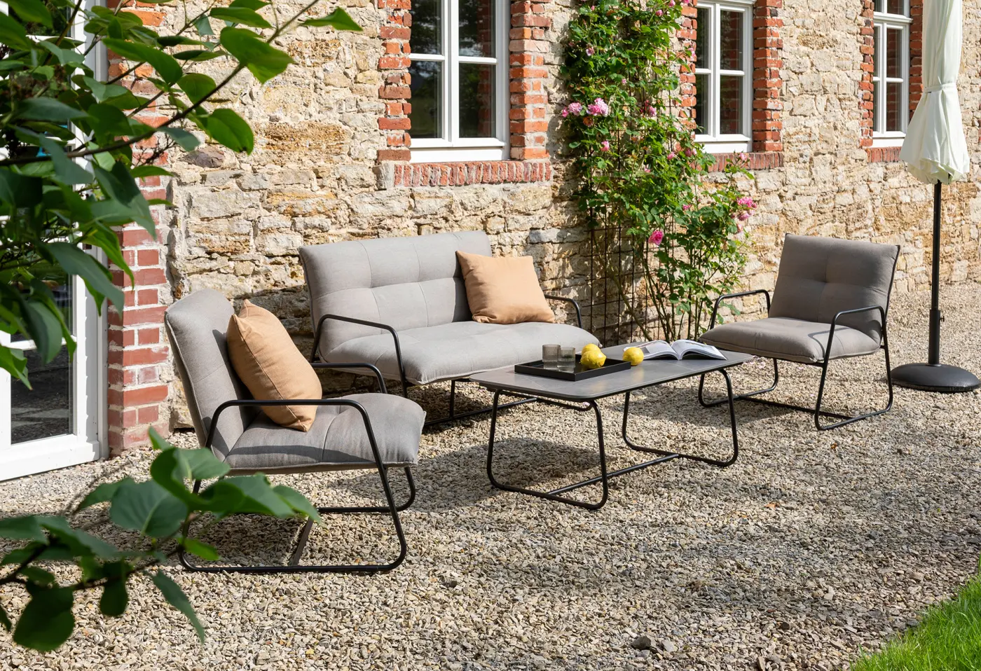 Sessel Fontein Carbon Beige von Schöner Wohnen Allwetterstoff Sunbrella Wetterfest, Atmungsaktiv, Schimmelresistent, Wasserabweisend, Farbbeständig ca. 69x83x80cm