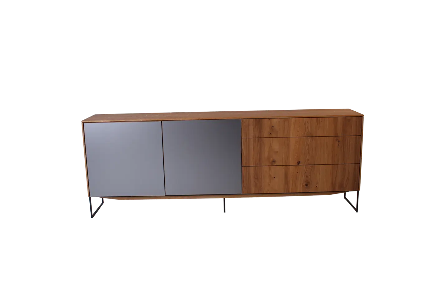 Anrichte 18 Filigno von Team 7 Eiche Wild Naturöl, Innen Buche Naturöl, Glas Stahl matt ca. 233x86x41cm Anrichte 18 Filigno von Team 7 Eiche Wild Naturöl, Innen Buche Naturöl, Glas Stahl matt ca. 233x86x41cm