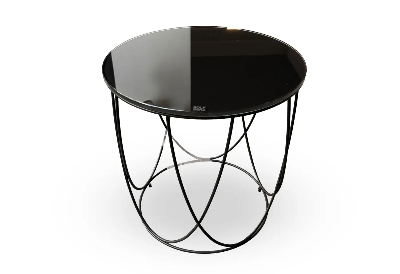 Beistelltisch 8770 von Rolf Benz Glasplatte 10mm ESG Optiwhite RAL 9017 verkehrsschwarz lackiert ca. 42x40cm