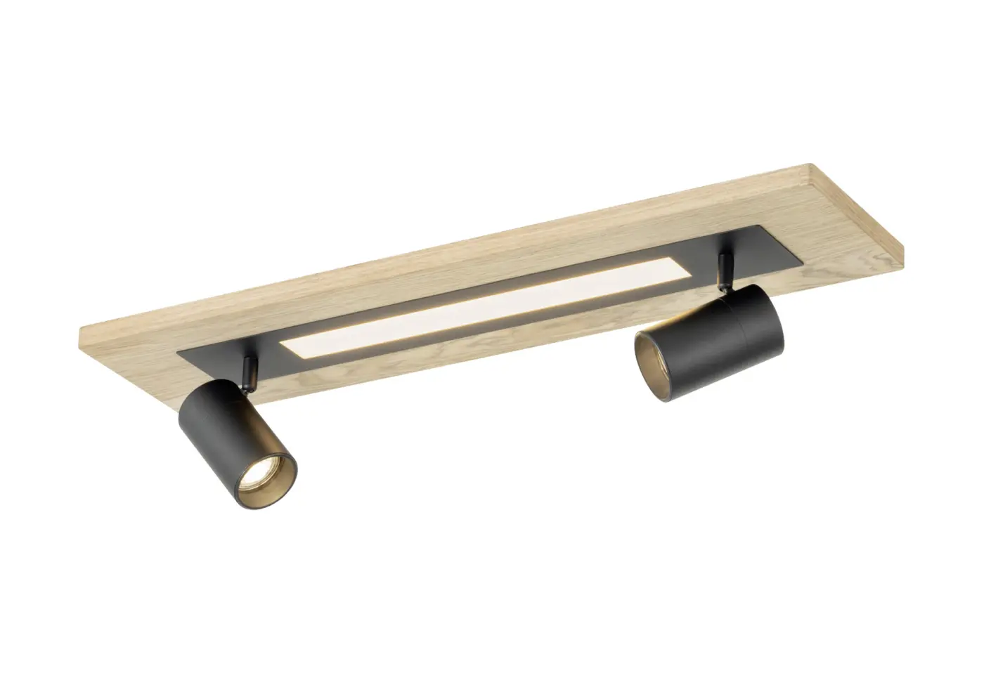 LED-Deckenleuchte 24467 Schwarz/Holz/Weiss furnierter Holzrahmen Eiche-Optik ca. 69x17x15cm