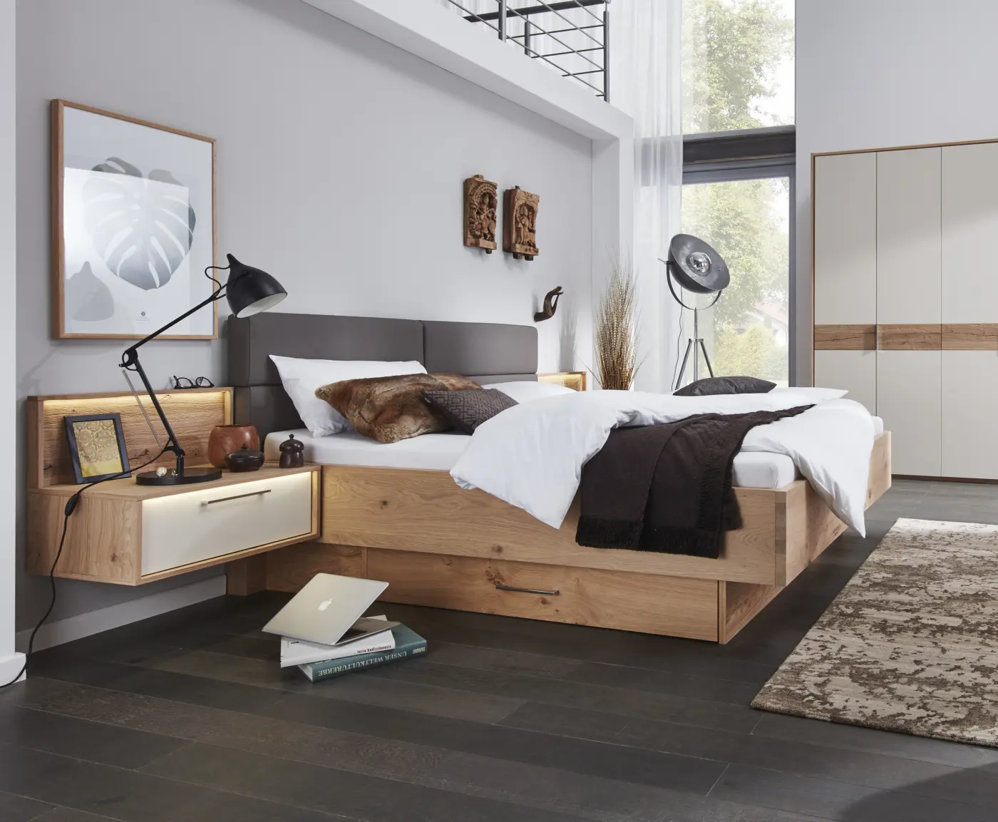 Bettanlage 1023 von Interliving Balkeneiche furn. ca. 180x200cm