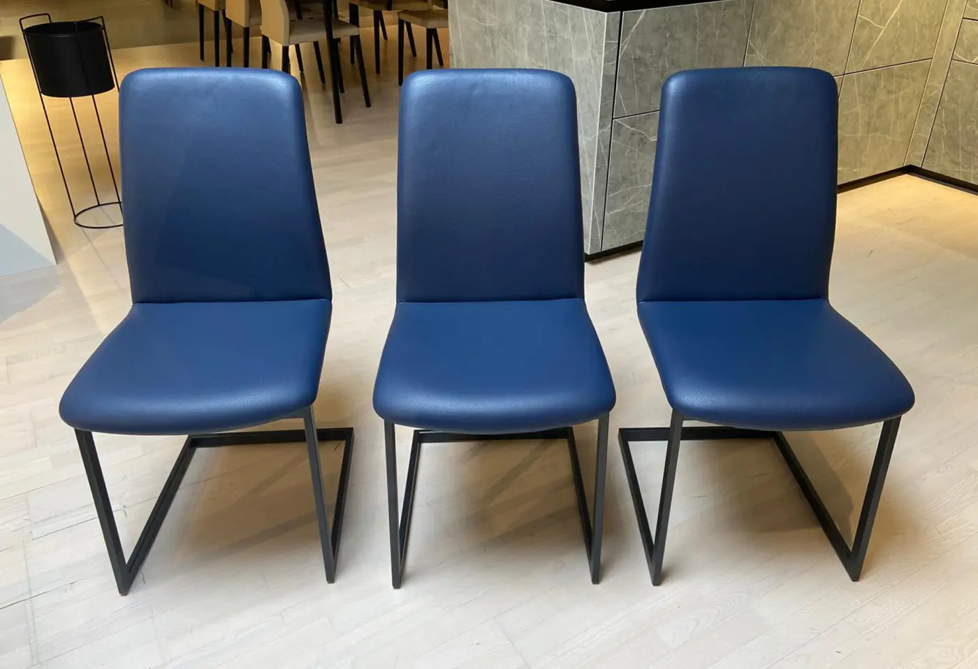 Stuhl-Set 23763.. Royal-blau Leder