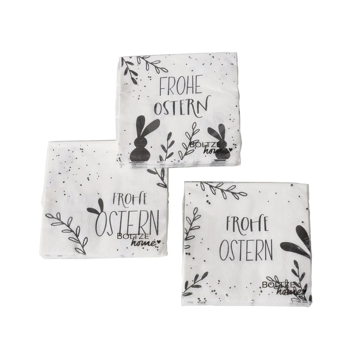 Servietten Funky, Hase, sort. Schwarz, Weiss Papier ca. 16,5x16,5cm