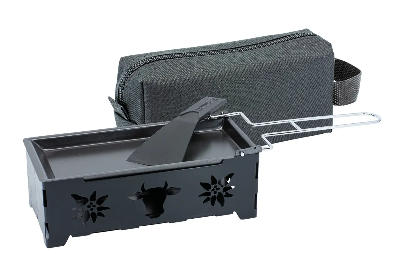 Kerzenraclette 2go m. Beutel, schwarz, Muh schwarz Stahl
