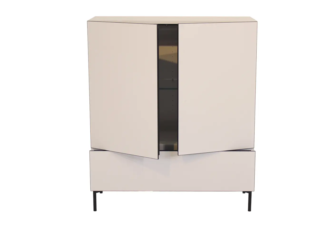 Highboard Case von Kettnaker Drehtüren und Schubkasten innen Melamin schwarz ca. 100x118,4x39cm