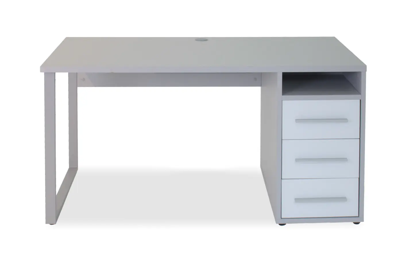 Schreibtisch Mogelsberg Platingrau-Weiss-Silber ca. 150x70x75cm