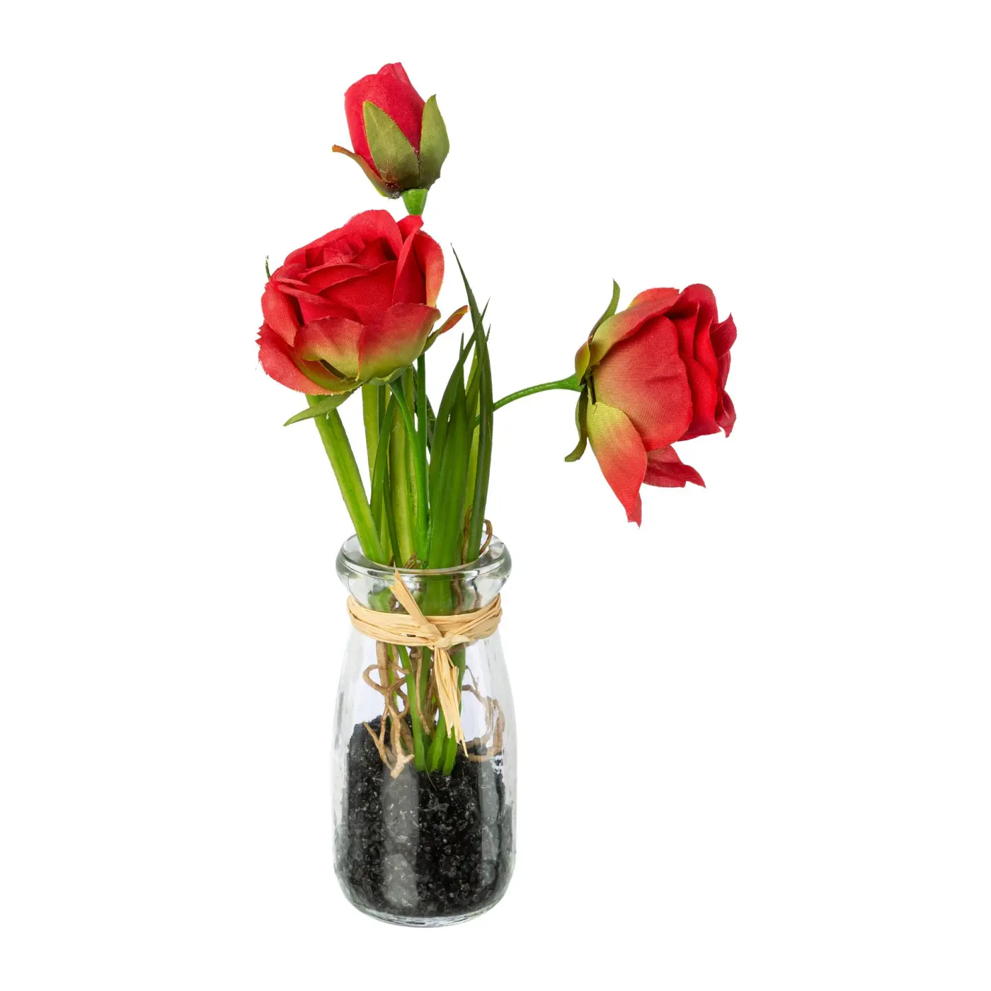Rosen in Glasvase 21cm, rot rot