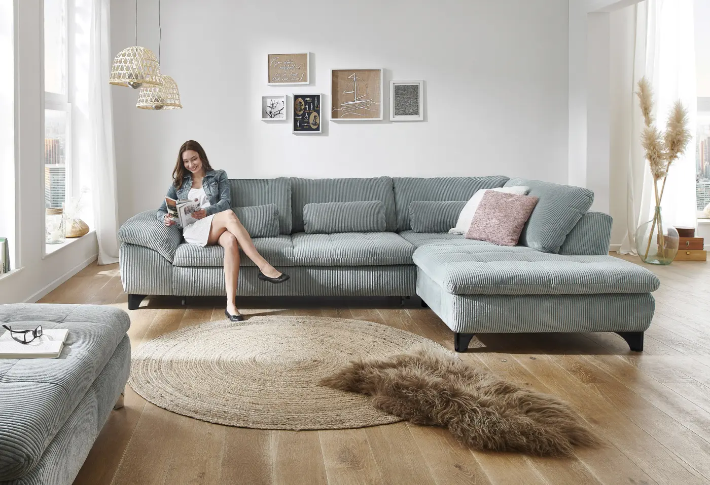 Polstergarnitur Vogorno cyber steel Stoff ca. 306x81x197cm