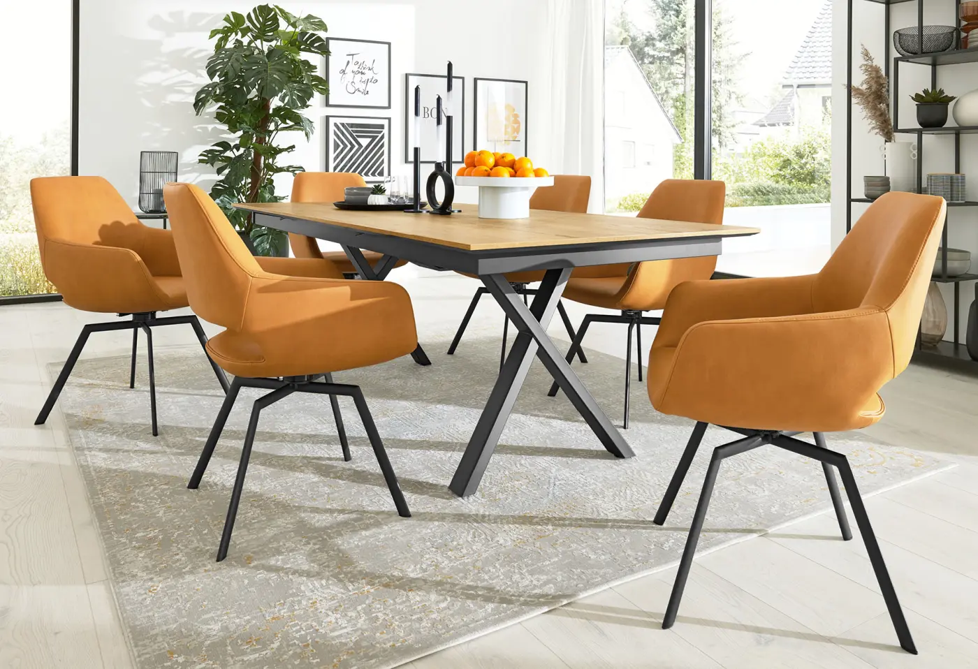 Esstisch 5112 von Interliving Furniert Eiche rustico hell geölt ca. 220x100x75cm