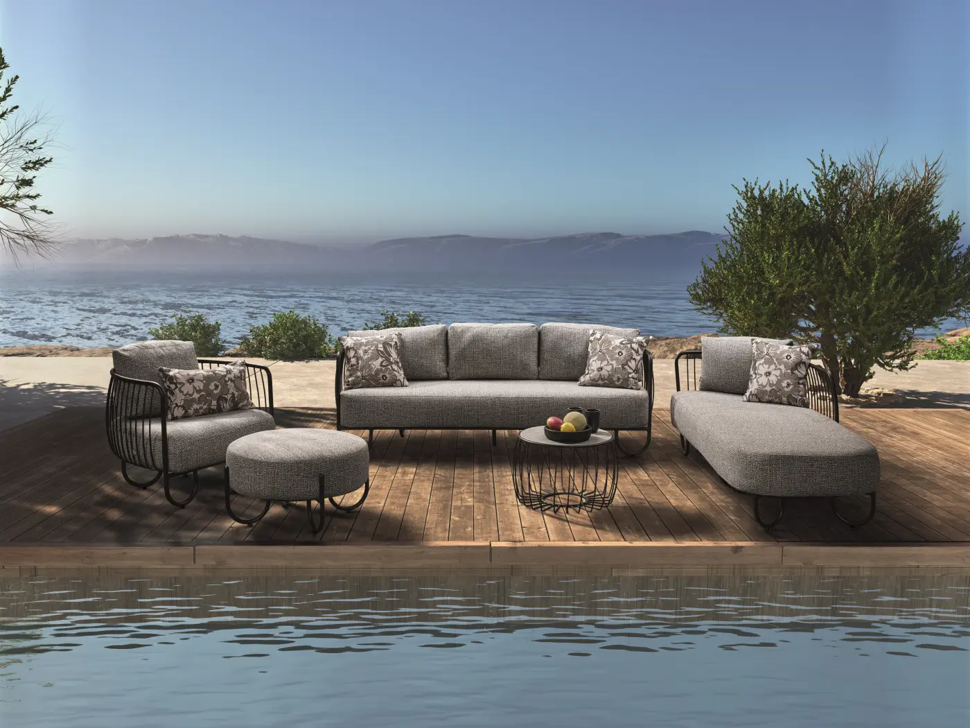 Lounge-Sofa 22004.1 Grau Mélange ca. 205x67x73cm