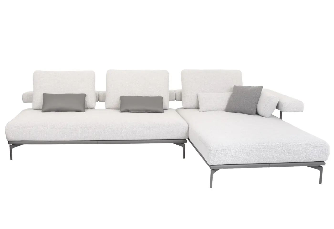 Polstergarnitur 524 Jaz Lichtgrau, Rahmen Leder anthrazitgrau von Rolf Benz ca. 318x188cm