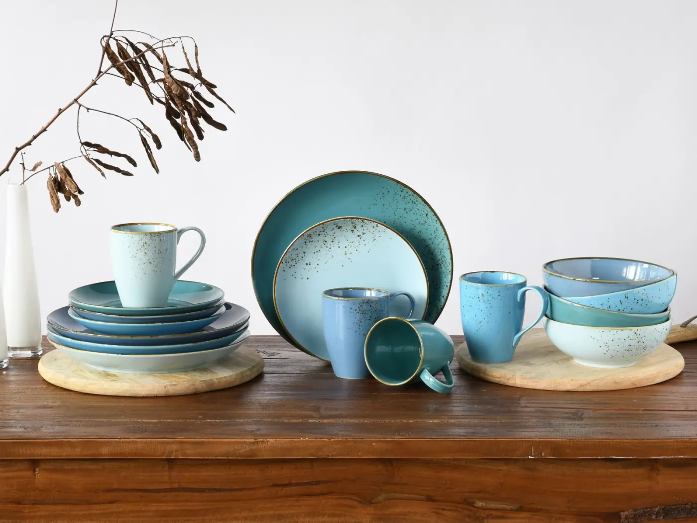 Kombiservice 16-Tlg Nature Colletion blau