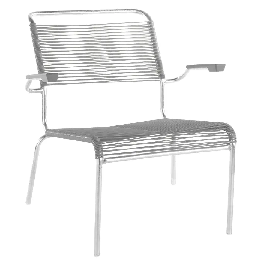 Spaghetti-Lounger Säntis Alusilber von Schaffner Kunststoff ca. 69x72x78cm