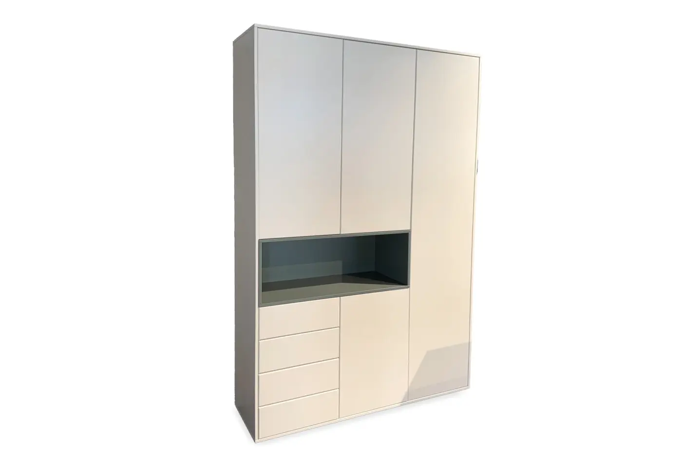 Schrank Valea Lack wollweiss / Nischenelement Lack piniengrün von Varianta ca. 138,2x216,9x39,6cm