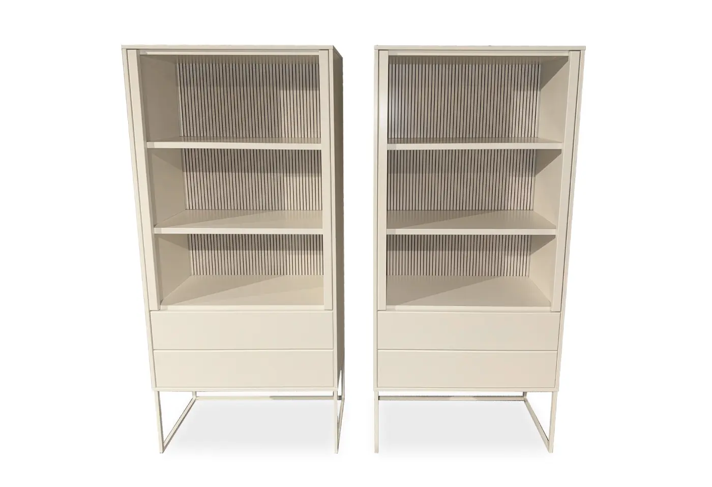 Vitrinen Valea Lack wollweiss / Rückwandfarbe Lack seidengrau von Varianta ca. 75x174,9x37,1cm