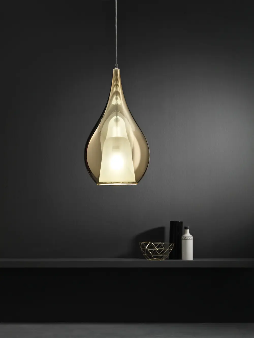 Hängeleuchte 20406.. Oro Gold Handgemachtes Glas ca. 30x53cm